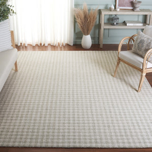 Safavieh Ebony Elegant Hand-tufted Wool And Cotton Area Rug With Modern Grid Design For Stylish Interiors Sage ,Ivory 85% Wool,15% Cotton Ebn140w-3