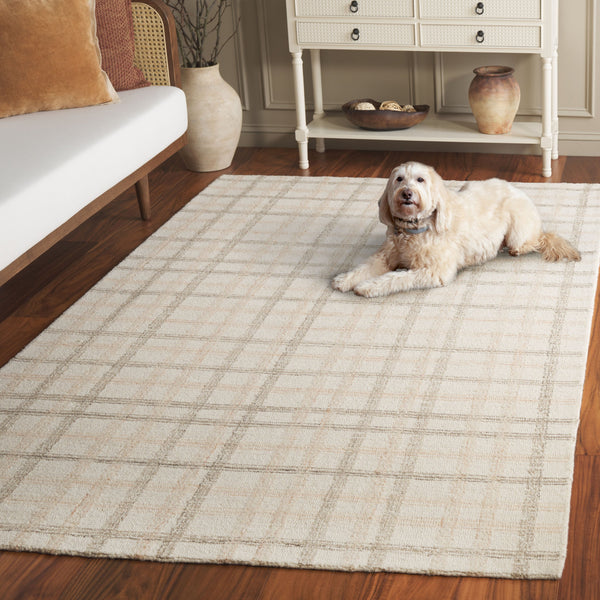 Safavieh Ebony Hand-Tufted Beige Ivory Rug 8X10 – Wool-Cotton Blend, Subtle Grid Pattern, Scandinavian Calm 9'-0" x 12'-0" EBN141B-9