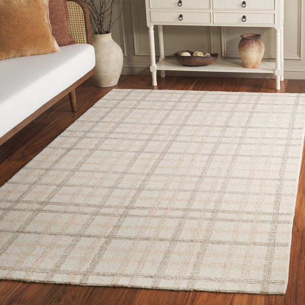 Safavieh Ebony Hand-Tufted Beige Ivory Rug 8X10 – Wool-Cotton Blend, Subtle Grid Pattern, Scandinavian Calm 9'-0" x 12'-0" EBN141B-9