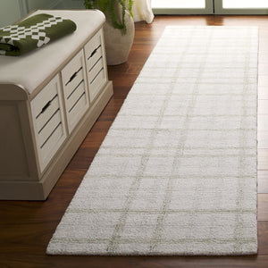 Safavieh Ebony Modern Hand-tufted Area Rug - Plush Wool Blend, Elegant Grid Design For Timeless Home Style Sage ,Ivory 85% Wool,15% Cotton Ebn141w-8