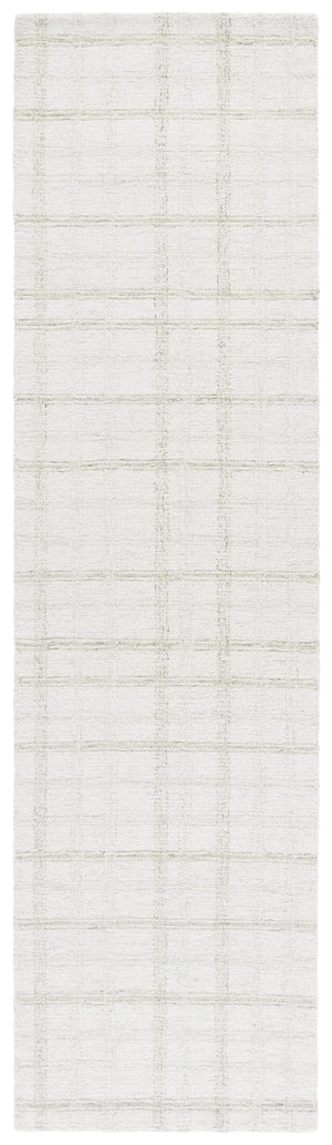 Safavieh Ebony Hand-Tufted Sage Ivory Area Rug 8X10 – Wool-Cotton Low Pile, Subtle Checkered Scandinavian Style 2'-3" x 7'-0" EBN141W-27