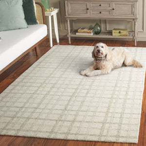 Safavieh Ebony Modern Hand-tufted Area Rug - Plush Wool Blend, Elegant Grid Design For Timeless Home Style Sage ,Ivory 85% Wool,15% Cotton Ebn141w-8