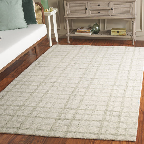 Safavieh Ebony Hand-Tufted Sage And Ivory Area Rug 8X10, 85% Wool 15% Cotton Plush 3/8" Pile, Modern Elegance 2'-3" x 5'-0" EBN141W-25