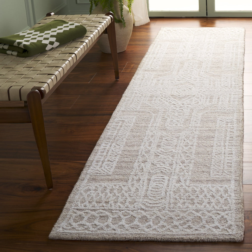 Safavieh Ebony Hand-tufted Wool Runner Rug - Elegant Modern Design With Geometric Patterns For Stylish Spaces Beige ,Ivory Wool Pile Ebn142b-29
