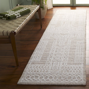 Safavieh Ebony Hand-tufted Wool Runner Rug - Elegant Modern Design With Geometric Patterns For Stylish Spaces Beige ,Ivory Wool Pile Ebn142b-29