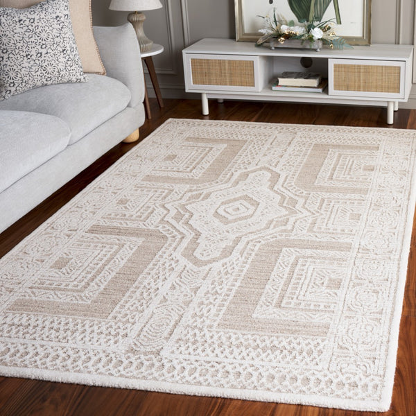 Safavieh Ebony Modern Hand-tufted Area Rug In Luxurious Wool Pile - Elevate Your Home Decor Today! Beige ,Ivory Wool Pile Ebn142b-4