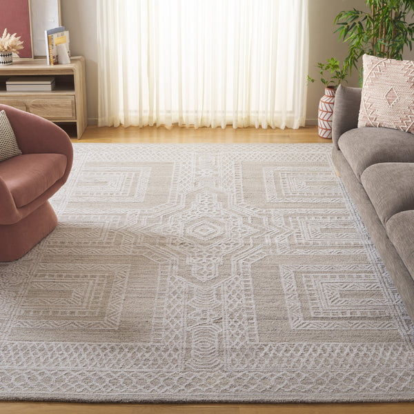 Safavieh Ebony Hand-tufted Wool Runner Rug - Elegant Modern Design With Geometric Patterns For Stylish Spaces Beige ,Ivory Wool Pile Ebn142b-8