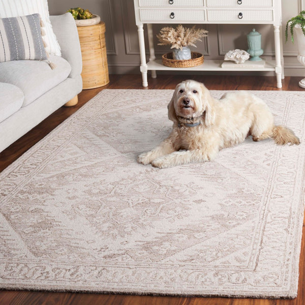 Safavieh Ebony Hand-tufted Wool Pile Area Rug - Elegant Geometric Design For Modern Home Décor Upgrade Beige ,Ivory Wool Pile Ebn143b-4