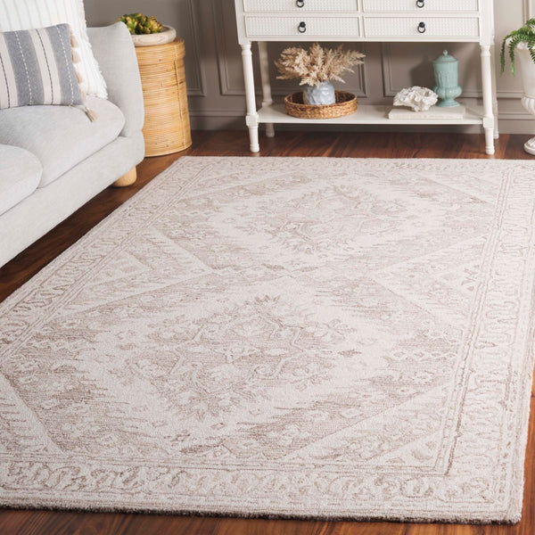 Safavieh Ebony Hand-tufted Wool Pile Area Rug - Elegant Geometric Design For Modern Home Décor Upgrade Beige ,Ivory Wool Pile Ebn143b-4