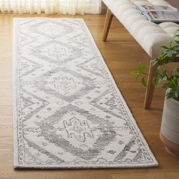 Safavieh Ebony Hand-tufted Area Runner Rug - Luxurious Wool For Modern Elegance In Home Decor And Design Ivory ,Grey Wool Pile Ebn143f-29