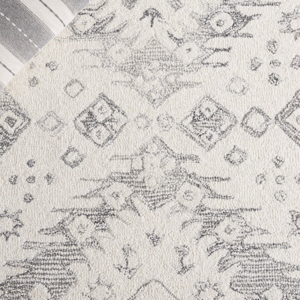 Safavieh Ebony Hand-tufted Area Runner Rug - Luxurious Wool For Modern Elegance In Home Decor And Design Ivory ,Grey Wool Pile Ebn143f-5