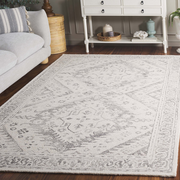 Safavieh Ebony Hand-tufted Area Runner Rug - Luxurious Wool For Modern Elegance In Home Decor And Design Ivory ,Grey Wool Pile Ebn143f-5