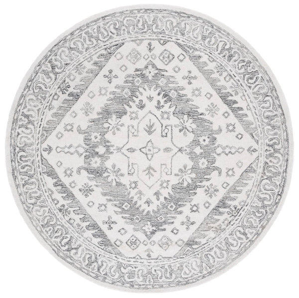 Safavieh Ebony Hand-tufted Wool Pile Area Rug - Elegant Geometric Design For Modern Home Décor Upgrade Ivory ,Grey Wool Pile Ebn143f-6