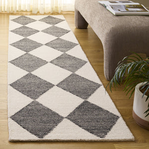 Safavieh Ebony Round Hand-Tufted Wool-Cotton Rug In Ivory & Black — Minimalist Texture, Durable Craftsmanship 6'-0" x 6'-0" EBN144A-6R