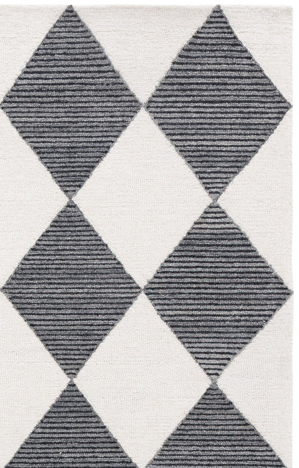 Safavieh Ebony Hand-Tufted Ivory And Black Runner Rug — Slim 3/8" Wool-Cotton Blend For Hallways And Entryways 2'-3" x 9'-0" EBN144A-29
