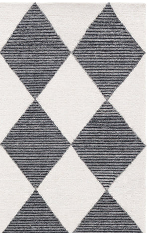 Safavieh Ebony Hand-Tufted Ivory And Black Wool-Cotton Rug — Low-Pile Modern Minimalist Area Accent Rug 4'-0" x 6'-0" EBN144A-4