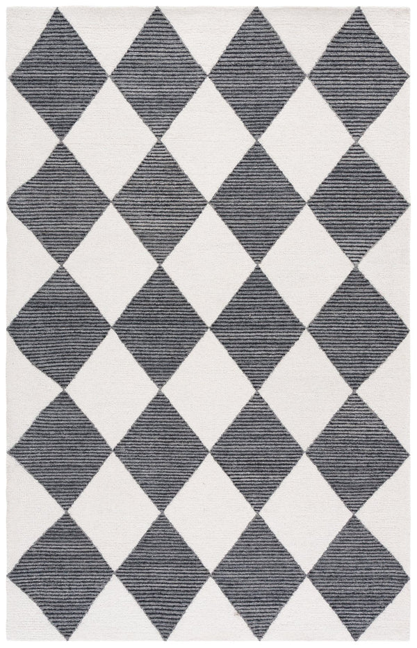 Safavieh Ebony Hand-Tufted Ivory And Black Wool-Cotton Rug — Low-Pile Modern Minimalist Area Accent Rug 4'-0" x 6'-0" EBN144A-4