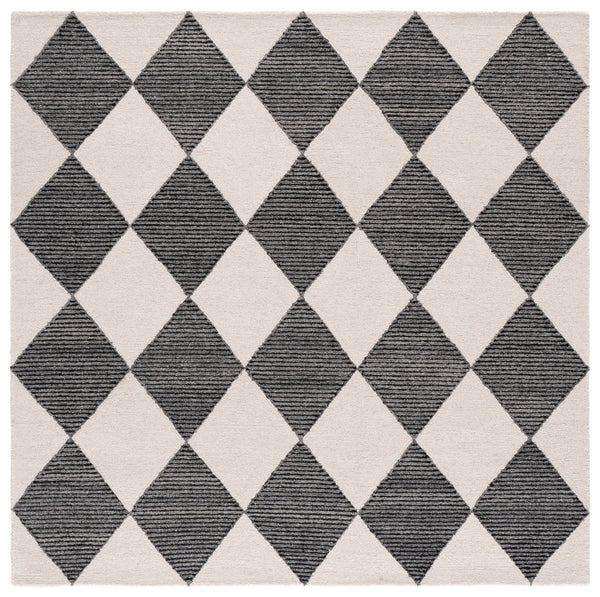 Safavieh Ebony Hand-Tufted Ivory And Black Wool-Cotton Rug — Low-Pile Modern Minimalist Area Accent Rug 4'-0" x 6'-0" EBN144A-4