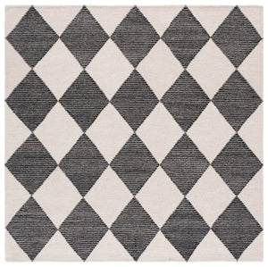 Safavieh Ebony Hand-Tufted Ivory & Black Wool-Cotton Rug — Low-Pile Modern Minimalist Foundation For Rooms 8'-0" x 10'-0" EBN144A-8
