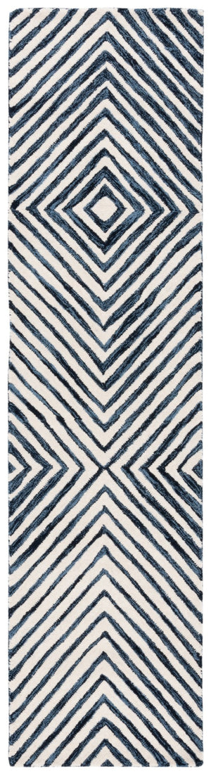 Safavieh Ebony 150 Hand Tufted  Rug Navy / Ivory 2'-3" x 9'