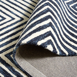 Safavieh Ebony 150 EBN150 Hand Tufted  Rug Navy / Ivory EBN150N-6