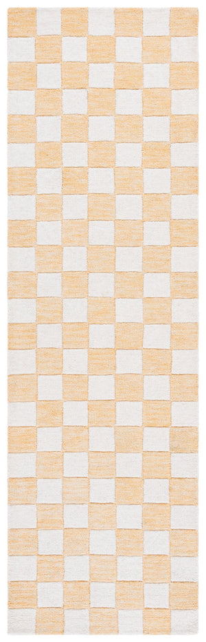 Safavieh Ebony Luxurious Gold And Ivory Checkered Area Rug - Hand-tufted Comfort For Elegant Home Décor Gold ,Ivory 80% Wool,20% Cotton Ebn175d-3