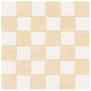Safavieh Ebony Luxurious Gold And Ivory Checkered Area Rug - Hand-tufted Comfort For Elegant Home Décor Gold ,Ivory 80% Wool,20% Cotton Ebn175d-3