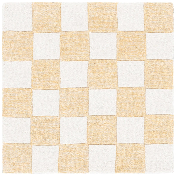 Safavieh Ebony Luxurious Gold And Ivory Checkered Area Rug - Hand-tufted Comfort For Elegant Home Décor Gold ,Ivory 80% Wool,20% Cotton Ebn175d-3