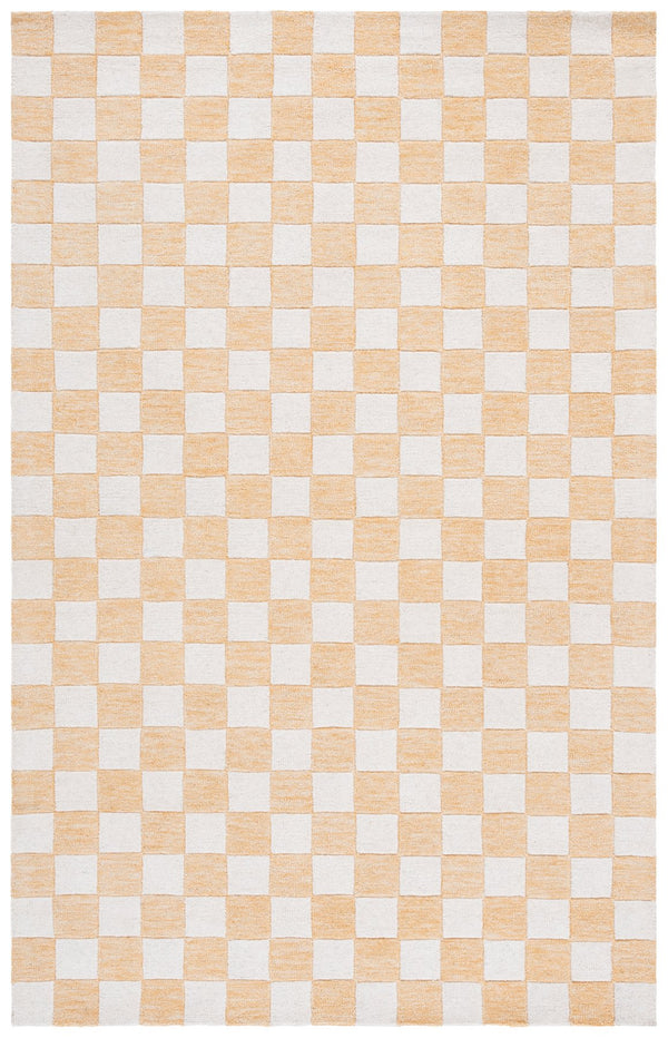 Safavieh Ebony Luxurious Gold And Ivory Checkered Area Rug - Hand-tufted Comfort For Elegant Home Décor Gold ,Ivory 80% Wool,20% Cotton Ebn175d-3