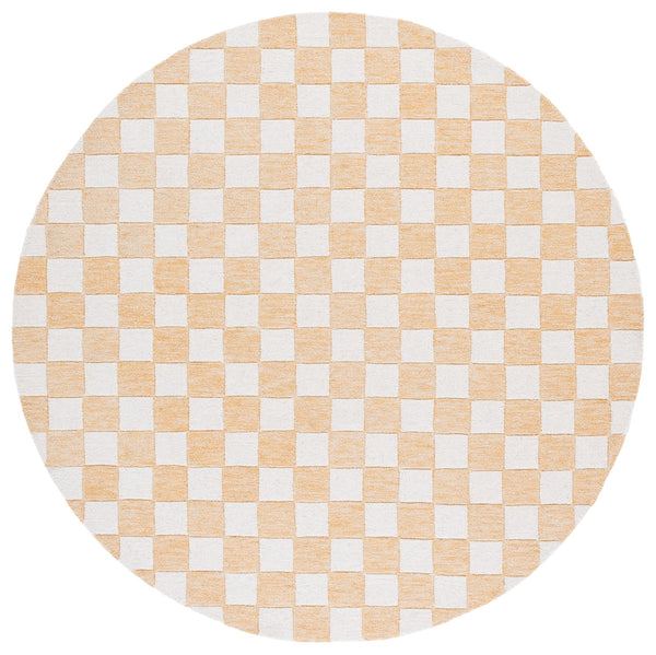 Safavieh Ebony Luxurious Gold And Ivory Checkered Area Rug - Hand-tufted Comfort For Elegant Home Décor Gold ,Ivory 80% Wool,20% Cotton Ebn175d-3