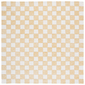 Safavieh Ebony Luxurious Gold And Ivory Checkered Area Rug - Hand-tufted Comfort For Elegant Home Décor Gold ,Ivory 80% Wool,20% Cotton Ebn175d-3