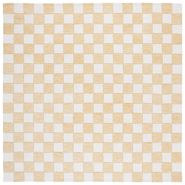 Safavieh Ebony Luxurious Gold And Ivory Checkered Area Rug - Hand-tufted Comfort For Elegant Home Décor Gold ,Ivory 80% Wool,20% Cotton Ebn175d-3