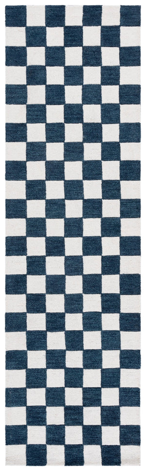 Safavieh Ebony Luxurious Gold And Ivory Checkered Area Rug - Hand-tufted Comfort For Elegant Home Décor Blue ,Ivory 80% Wool,20% Cotton Ebn175m-8