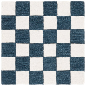 Safavieh Ebony Luxurious Gold And Ivory Checkered Area Rug - Hand-tufted Comfort For Elegant Home Décor Blue ,Ivory 80% Wool,20% Cotton Ebn175m-8