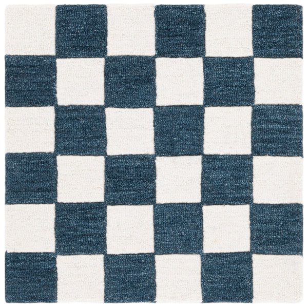 Safavieh Ebony Luxurious Gold And Ivory Checkered Area Rug - Hand-tufted Comfort For Elegant Home Décor Blue ,Ivory 80% Wool,20% Cotton Ebn175m-8