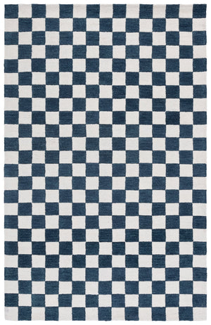 Safavieh Ebony Luxurious Gold And Ivory Checkered Area Rug - Hand-tufted Comfort For Elegant Home Décor Blue ,Ivory 80% Wool,20% Cotton Ebn175m-8
