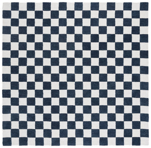 Safavieh Ebony Luxurious Gold And Ivory Checkered Area Rug - Hand-tufted Comfort For Elegant Home Décor Blue ,Ivory 80% Wool,20% Cotton Ebn175m-8