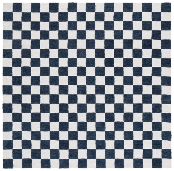 Safavieh Ebony Luxurious Gold And Ivory Checkered Area Rug - Hand-tufted Comfort For Elegant Home Décor Blue ,Ivory 80% Wool,20% Cotton Ebn175m-8