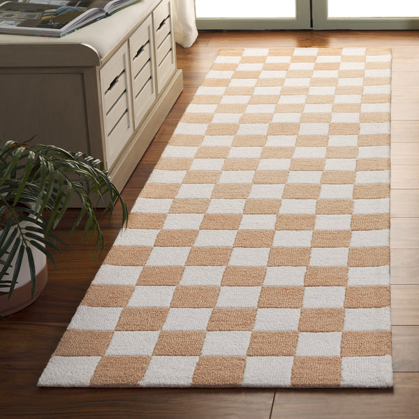 Safavieh Ebony Luxurious Gold And Ivory Checkered Area Rug - Hand-tufted Comfort For Elegant Home Décor Rust ,Ivory 80% Wool,20% Cotton Ebn175p-6r