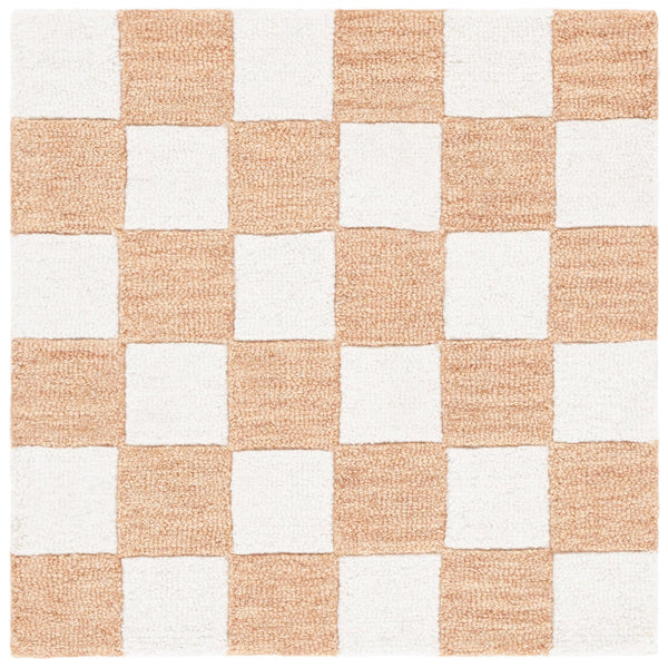 Safavieh Ebony Luxurious Gold And Ivory Checkered Area Rug - Hand-tufted Comfort For Elegant Home Décor Rust ,Ivory 80% Wool,20% Cotton Ebn175p-6r