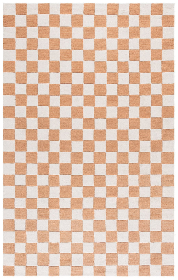 Safavieh Ebony Luxurious Gold And Ivory Checkered Area Rug - Hand-tufted Comfort For Elegant Home Décor Rust ,Ivory 80% Wool,20% Cotton Ebn175p-6r