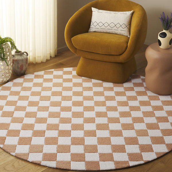 Safavieh Ebony Luxurious Gold And Ivory Checkered Area Rug - Hand-tufted Comfort For Elegant Home Décor Rust ,Ivory 80% Wool,20% Cotton Ebn175p-6r