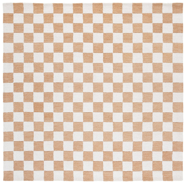 Safavieh Ebony Luxurious Gold And Ivory Checkered Area Rug - Hand-tufted Comfort For Elegant Home Décor Rust ,Ivory 80% Wool,20% Cotton Ebn175p-6r