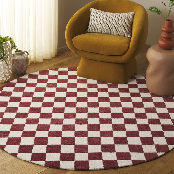 Safavieh Ebony Luxurious Gold And Ivory Checkered Area Rug - Hand-tufted Comfort For Elegant Home Décor Red ,Ivory 80% Wool,20% Cotton Ebn175q-6