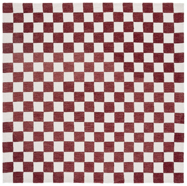 Safavieh Ebony Luxurious Gold And Ivory Checkered Area Rug - Hand-tufted Comfort For Elegant Home Décor Red ,Ivory 80% Wool,20% Cotton Ebn175q-6