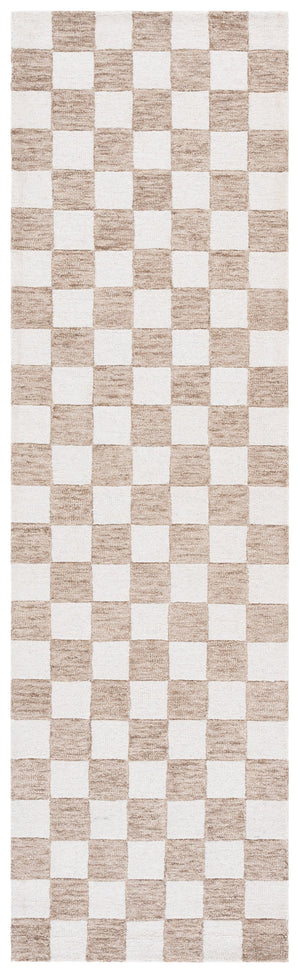 Safavieh Ebony Luxurious Gold And Ivory Checkered Area Rug - Hand-tufted Comfort For Elegant Home Décor Brown ,Ivory 80% Wool,20% Cotton Ebn175t-28