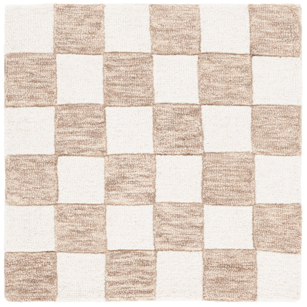 Safavieh Ebony Luxurious Gold And Ivory Checkered Area Rug - Hand-tufted Comfort For Elegant Home Décor Brown ,Ivory 80% Wool,20% Cotton Ebn175t-28