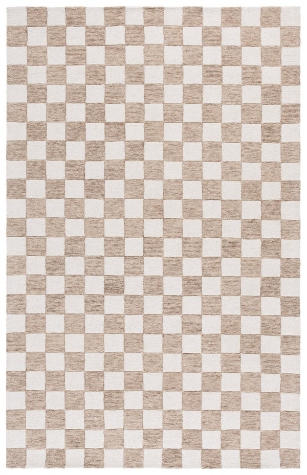 Safavieh Ebony Luxurious Gold And Ivory Checkered Area Rug - Hand-tufted Comfort For Elegant Home Décor Brown ,Ivory 80% Wool,20% Cotton Ebn175t-28