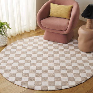 Safavieh Ebony Luxurious Gold And Ivory Checkered Area Rug - Hand-tufted Comfort For Elegant Home Décor Brown ,Ivory 80% Wool,20% Cotton Ebn175t-28