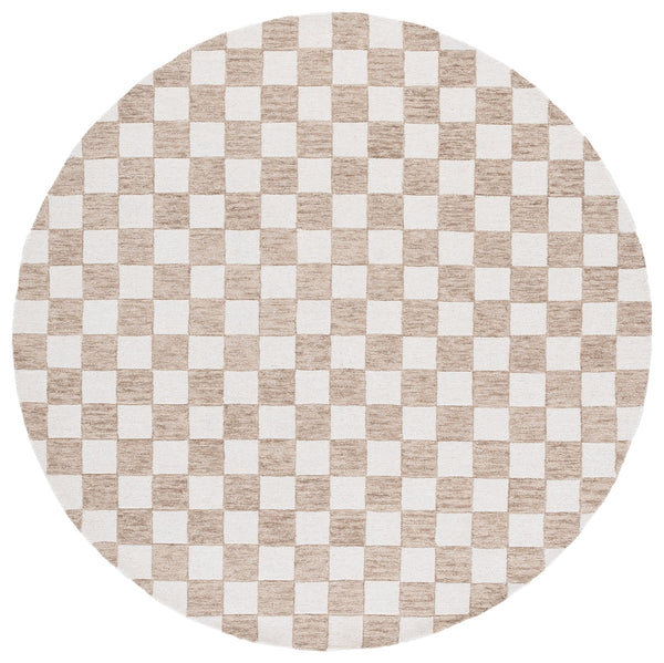 Safavieh Ebony Luxurious Gold And Ivory Checkered Area Rug - Hand-tufted Comfort For Elegant Home Décor Brown ,Ivory 80% Wool,20% Cotton Ebn175t-28